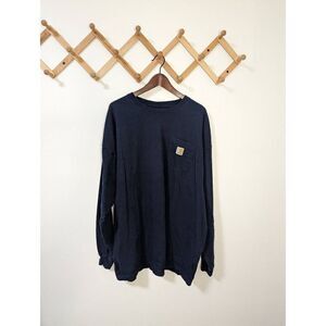 Carhartt Men's Long Sleeve Original Fit Navy Blue Shirt - Size 2XL